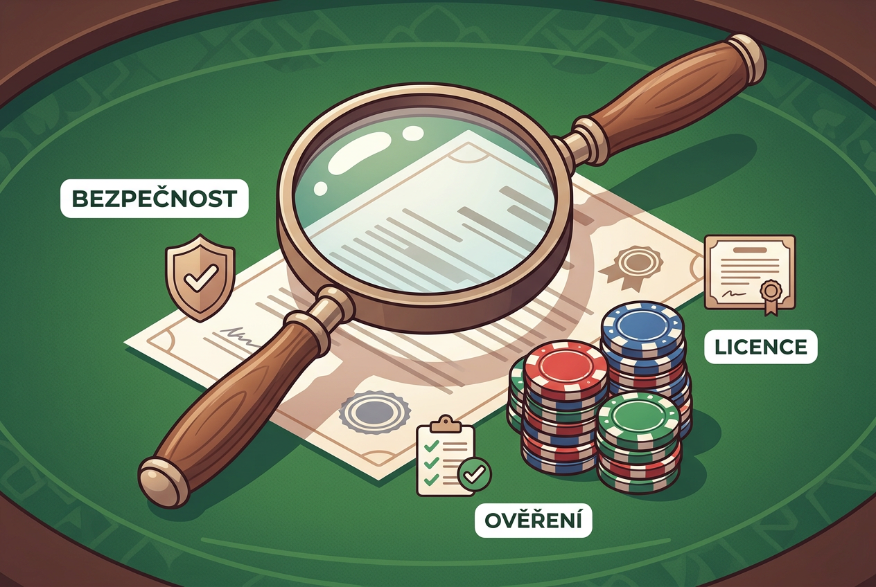 Ilustrace procesu ověřování bezpečnosti a licence